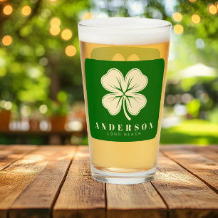 Irish Lucky Vierblättriges Kleeblatt mit dem Namen Glas