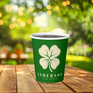 Irish Lucky Vierblättriges Kleeblatt mit dem Namen Pappbecher
