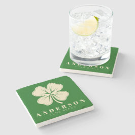 Irish Lucky Vierblättriges Kleeblatt mit dem Namen Steinuntersetzer