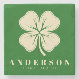 Irish Lucky Vierblättriges Kleeblatt mit dem Namen Steinuntersetzer