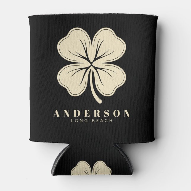 Irish Lucky Vierblättriges Kleeblatt mit Name Blac Dosenkühler (Vorderseite)