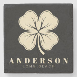 Irish Lucky Vierblättriges Kleeblatt mit Name Blac Steinuntersetzer