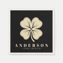 Irish Lucky Vierblättriges Kleeblatt | Name Black  Serviette