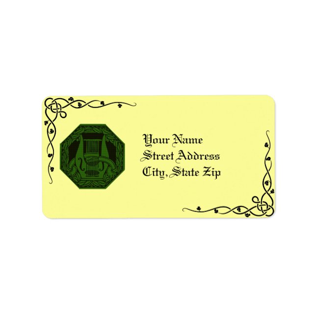Irish Lyre Wreath & Vine Address Labels Adressaufkleber (Vorne)