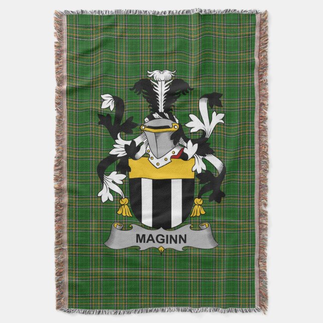 Irish Maginn oder Ginn Coat of Arms Familienwappen Decke (Vorderseite Vertikal)