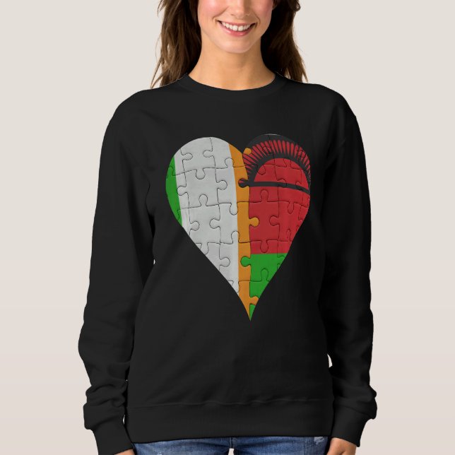 Irish Malawian Flag Herz Sweatshirt (Vorderseite)