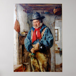 Irish Man wirft Whiskey in Flasche Poster