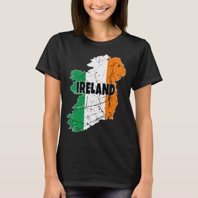 Irish Map Flag Souvenir beunruhigt Irland Men Wom T-Shirt (Vorderseite)