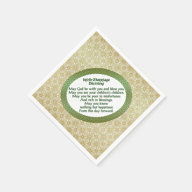 Irish Marriage Sessing, Gold & Green Wedding Serviette (Ecke)