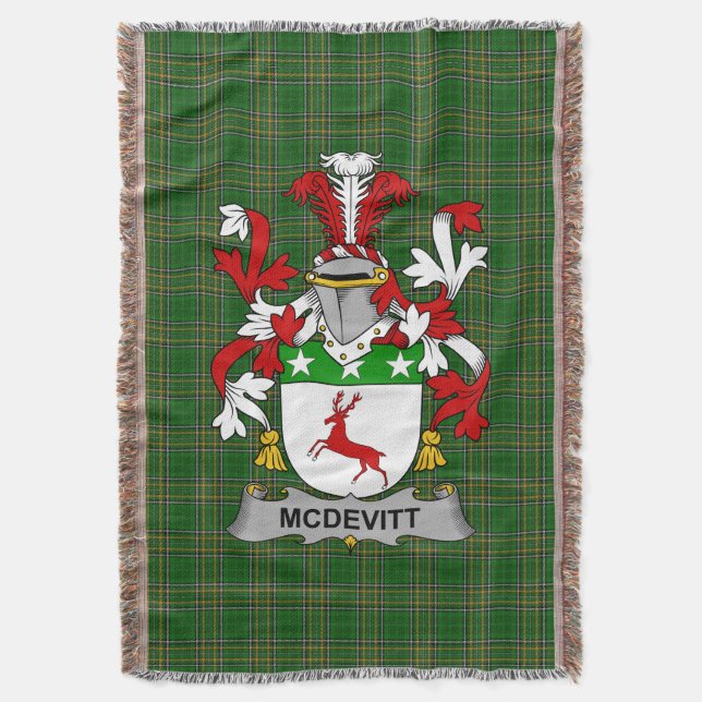 Irish McDevitt Coat of Arms Familienwappen Irland Decke (Vorderseite Vertikal)