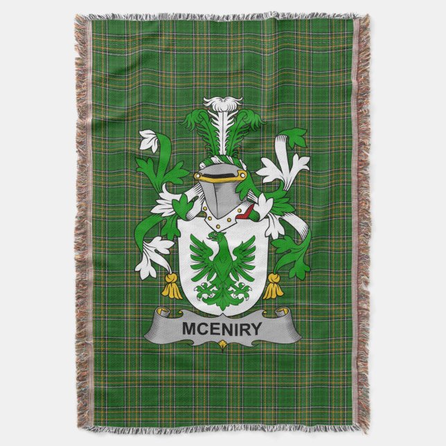 Irish McEniry oder McEnery Coat of Arms Family Cre Decke (Vorderseite Vertikal)