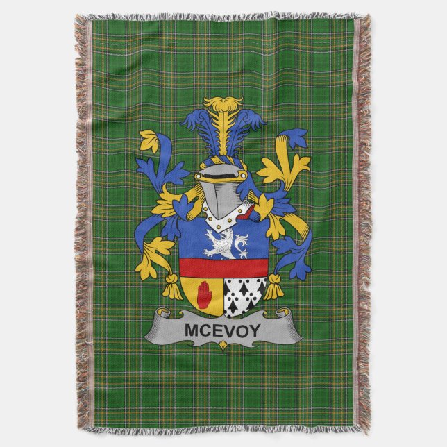 Irish McEvoy oder McKelvey Coat of Arms Family Cre Decke (Vorderseite Vertikal)