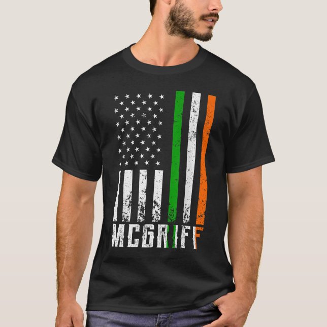 Irish MCGRIFF Family American Flag Ireland Flag T-Shirt (Vorderseite)