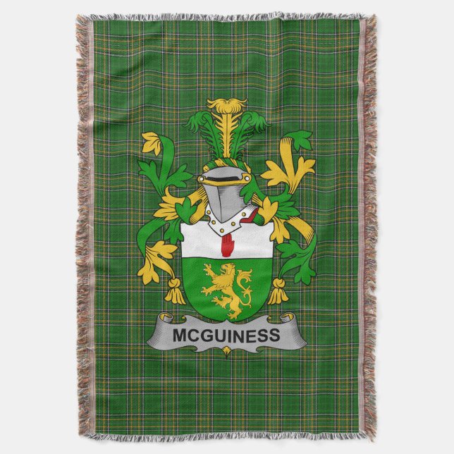 Irish McGuiness oder McGenis Coat of Arms Family C Decke (Vorderseite Vertikal)