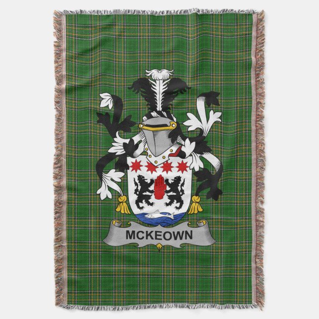 Irish McKeown oder Keon Coat of Arms Familienwappe Decke (Vorderseite Vertikal)