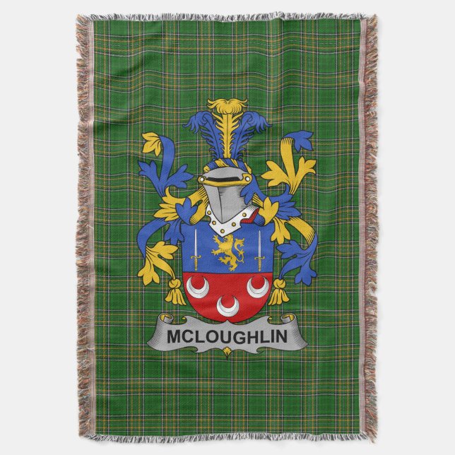 Irish McLoughlin oder Loughlin Coat of Arms Family Decke (Vorderseite Vertikal)