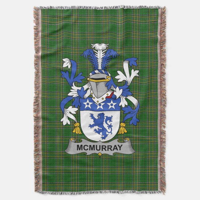 Irish McMurray Coat of Arms Familienwappen Irland Decke (Vorderseite Vertikal)