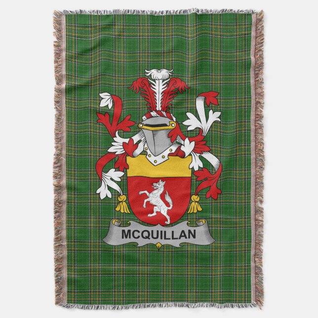 Irish McQuillan Coat of Arms Familienwappen Irland Decke (Vorderseite Vertikal)