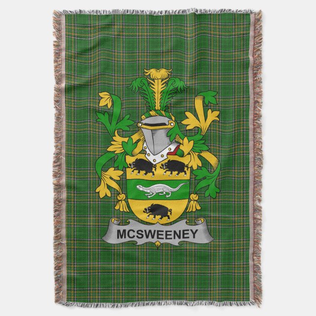 Irish McSweeney Coat of Arms Familienwappen Irland Decke (Vorderseite Vertikal)
