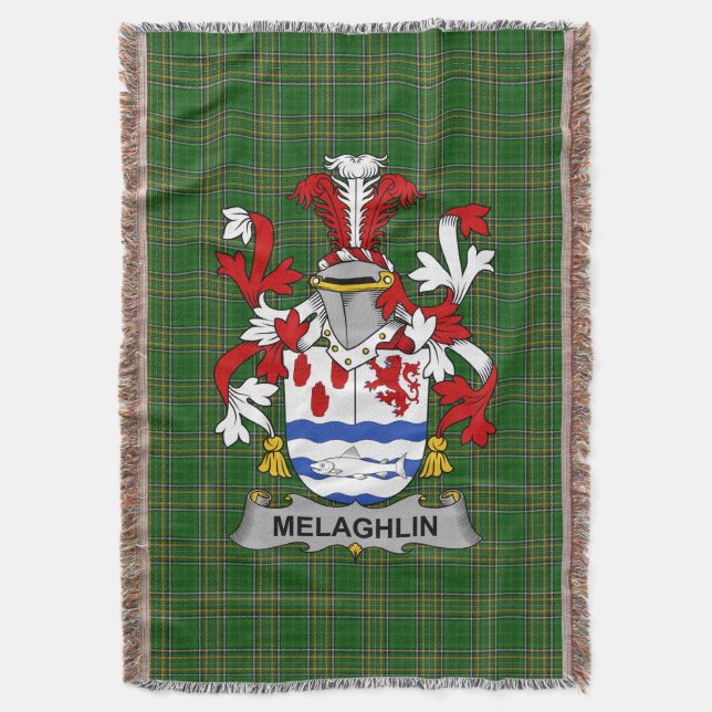 Irish Melaghlin oder O_Melaghlin Coat of Arms Fami Decke (Vorderseite Vertikal)