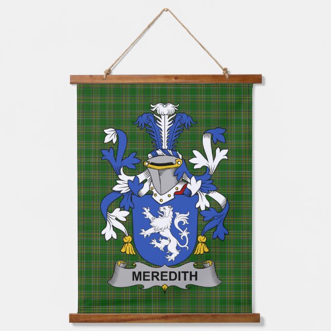 Irish Meredith Coat of Arms Family Crest Wandteppich Mit Holzrahmen (Vorderseite)