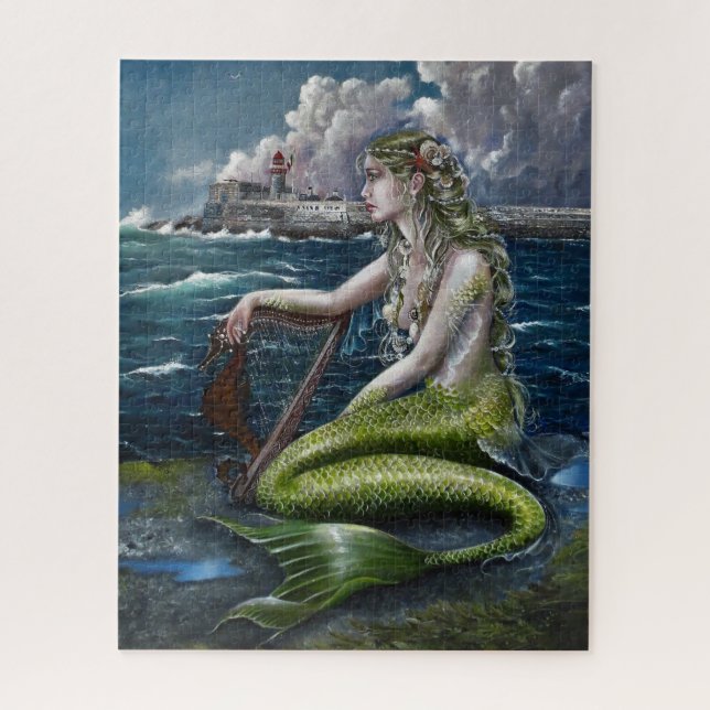 Irish Mermaid mit Harfenpuzzle Puzzle (Vertikal)