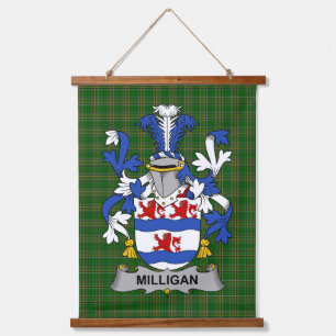 Irish Milligan Familienwappen Coat of Arms Wandteppich Mit Holzrahmen