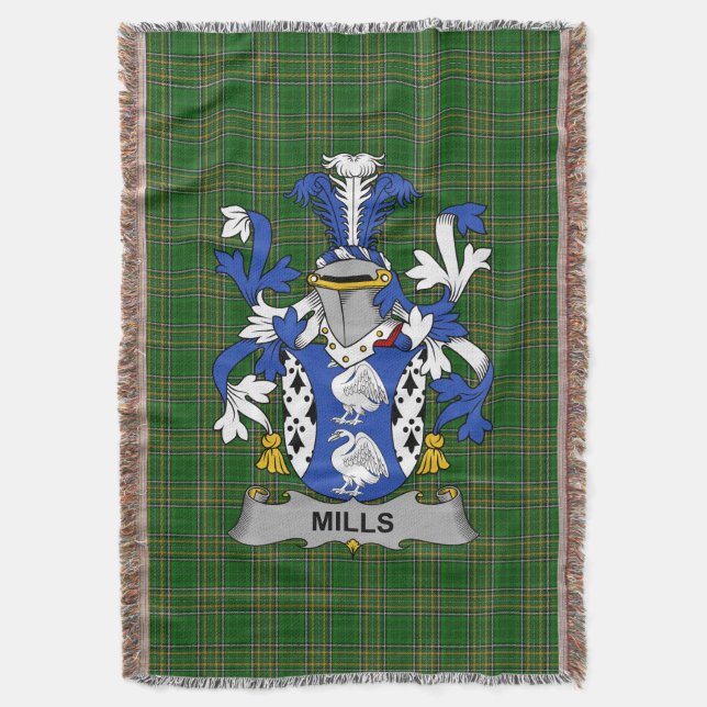 Irish Mills Coat of Arms Familienwappen Irland Decke (Vorderseite Vertikal)
