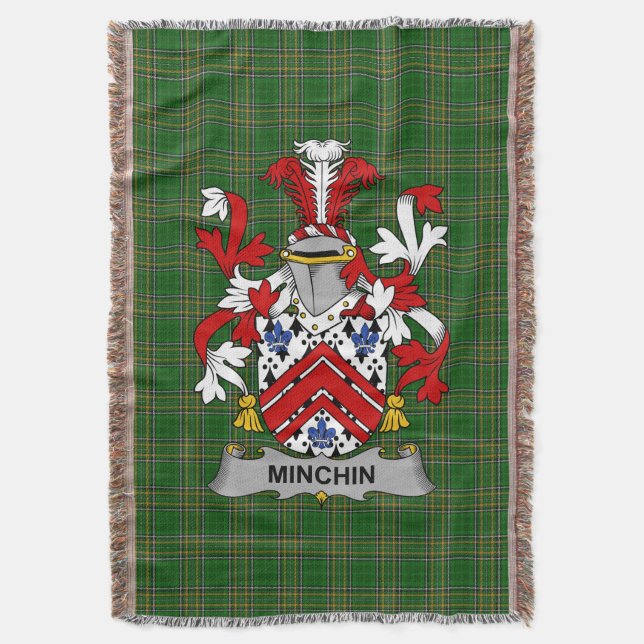 Irish Minchin Coat of Arms Familienwappen Irland Decke (Vorderseite Vertikal)