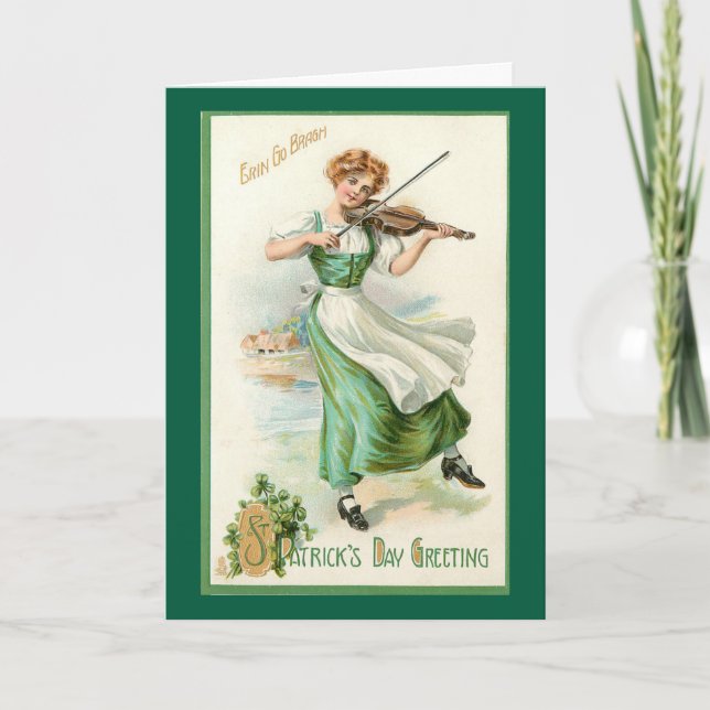 Irish Miss mit Violine Grußkarte Karte (Vorderseite)