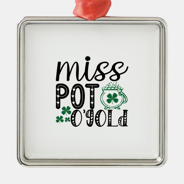 Irish Miss Pot O Gold Ornament Aus Metall (Vorne)