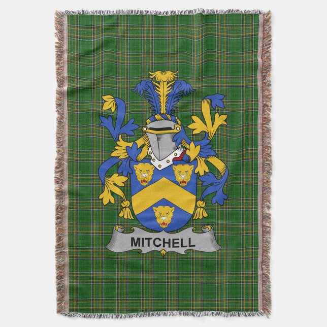 Irish Mitchell Coat of Arms Familienwappen Irland Decke (Vorderseite Vertikal)