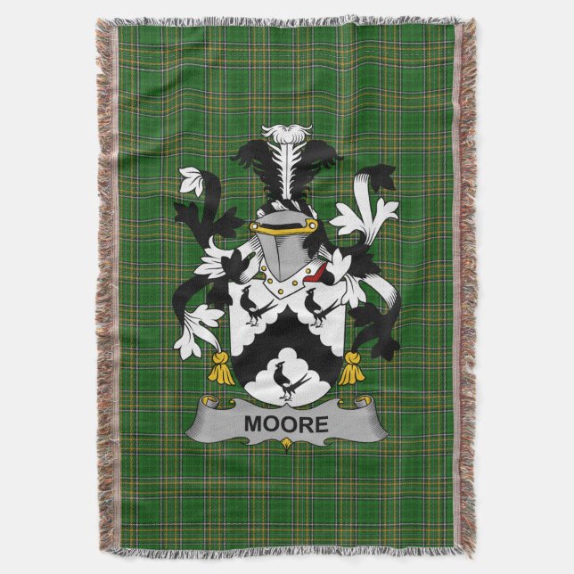 Irish Moore Coat of Arms Familienwappen Irland Decke (Vorderseite Vertikal)