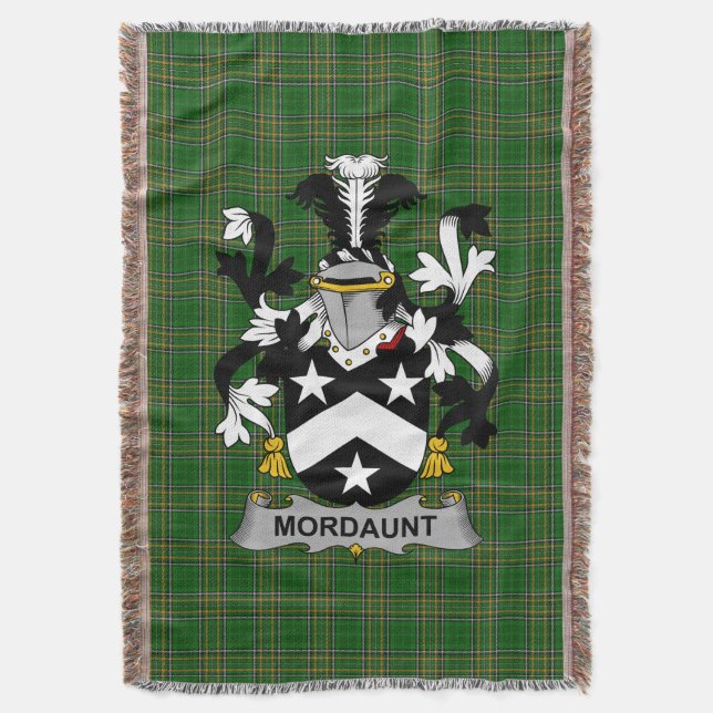 Irish Mordaunt Coat of Arms Familienwappen Irland Decke (Vorderseite Vertikal)