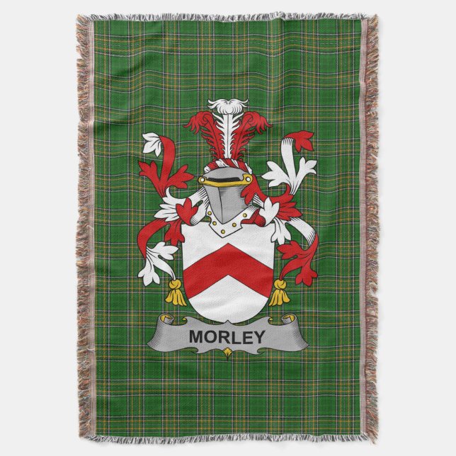 Irish Morley Coat of Arms Familienwappen Irland Decke (Vorderseite Vertikal)