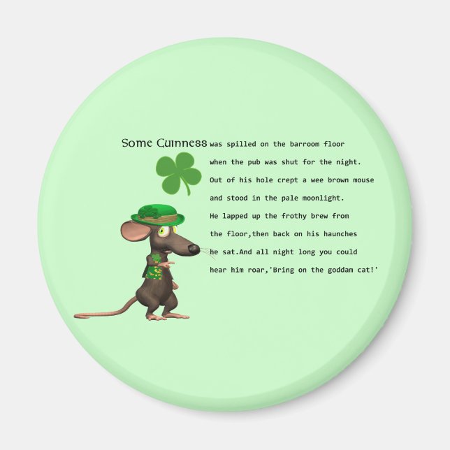 Irish Mouse trinken Bier Magnet (Vorne)