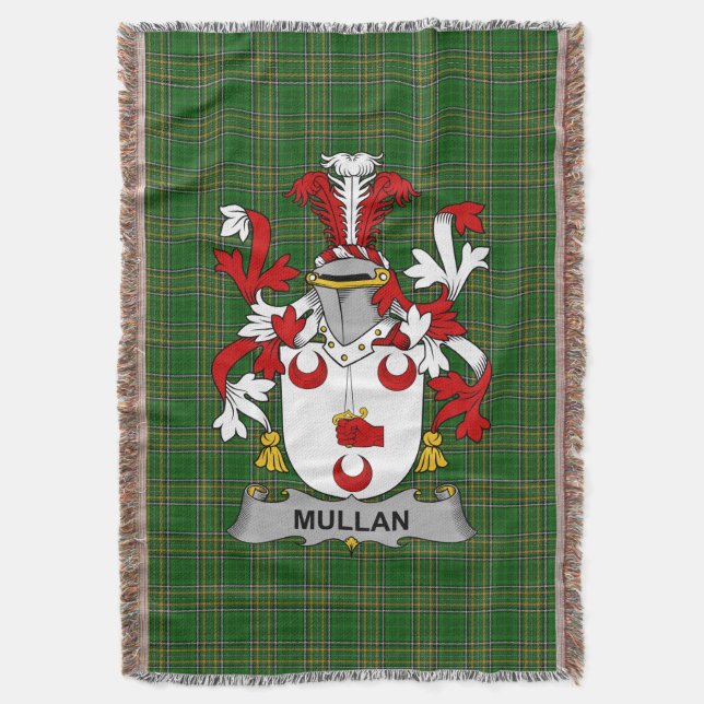 Irish Mullan Coat of Arms Familienwappen Irland Decke (Vorderseite Vertikal)