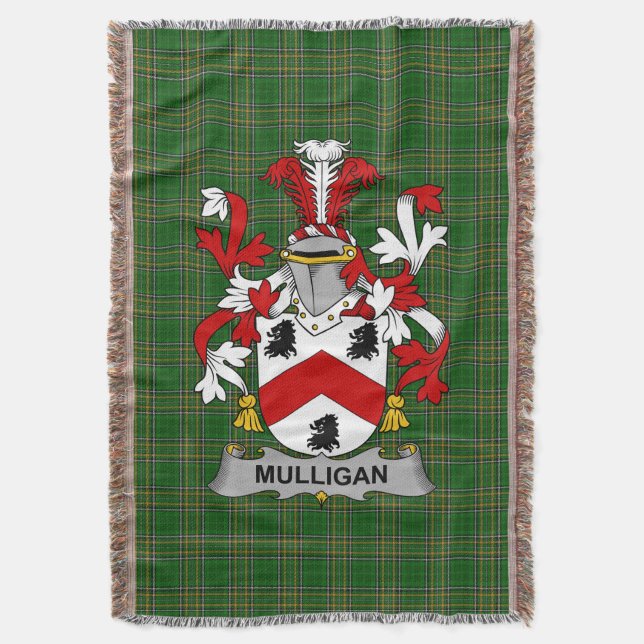 Irish Mulligan oder O_Mulligan Coat of Arms Family Decke (Vorderseite Vertikal)
