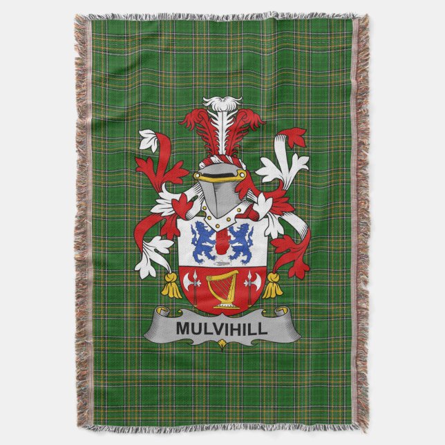 Irish Mulvihill oder O_Mulvihill Coat of Arms Fami Decke (Vorderseite Vertikal)
