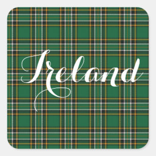 Irish National Tartan Kariert Personalisiert Quadratischer Aufkleber