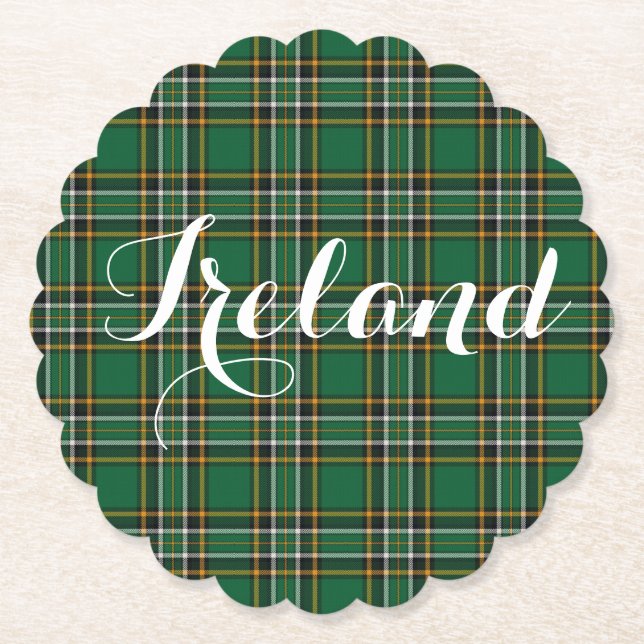 Irish National Tartan Kariert Personalisiert Untersetzer (Vorderseite)