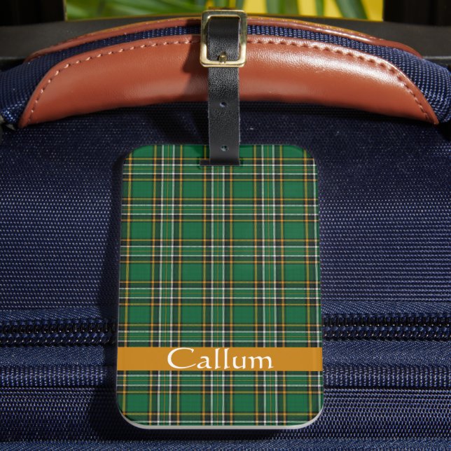 Irish National Tartan Personalisiert Gepäckanhänger (Vorderseite Insitu 2)
