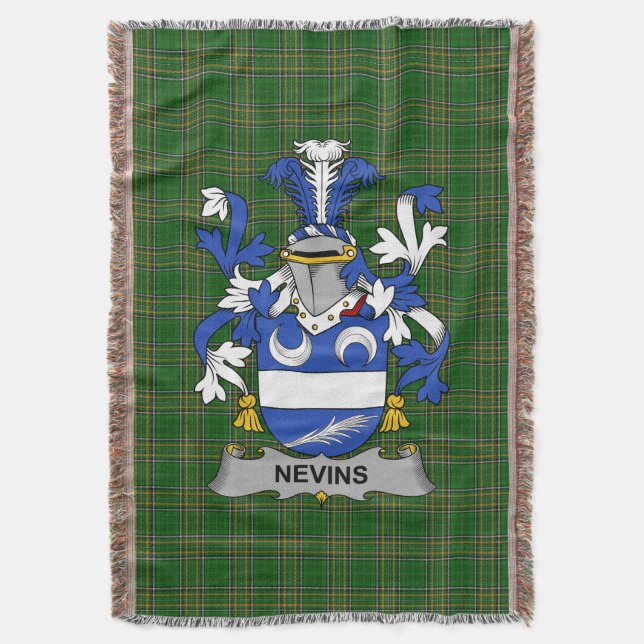 Irish Nevins oder McNevins Coat of Arms Family Cre Decke (Vorderseite Vertikal)