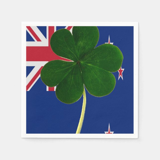 Irish New Zealand Flag Kleeblatt Clover St Patrick Serviette (Vorderseite)