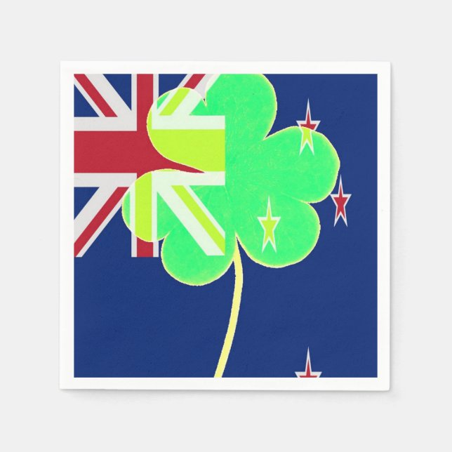 Irish New Zealand Flag Kleeblatt Clover St Patrick Serviette (Vorderseite)