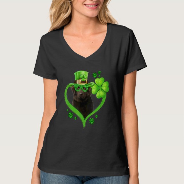 Irish Newfundland Dog Liebe Kleeblatt St Patrick S T-Shirt (Vorderseite)