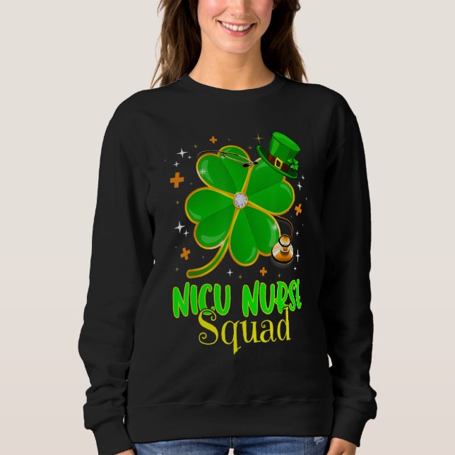Irish NICU Nurse Shamrock Squad Stethoscope St Pat Sweatshirt (Vorderseite)