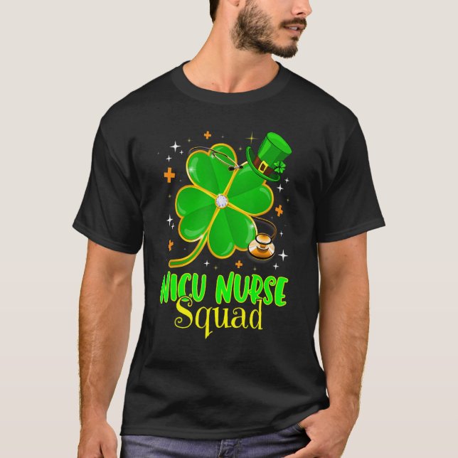 Irish NICU Nurse Shamrock Squad Stethoscope St Pat T-Shirt (Vorderseite)