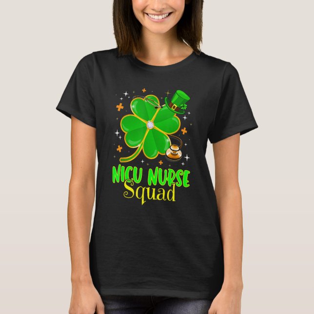 Irish NICU Nurse Shamrock Squad Stethoscope St Pat T-Shirt (Vorderseite)