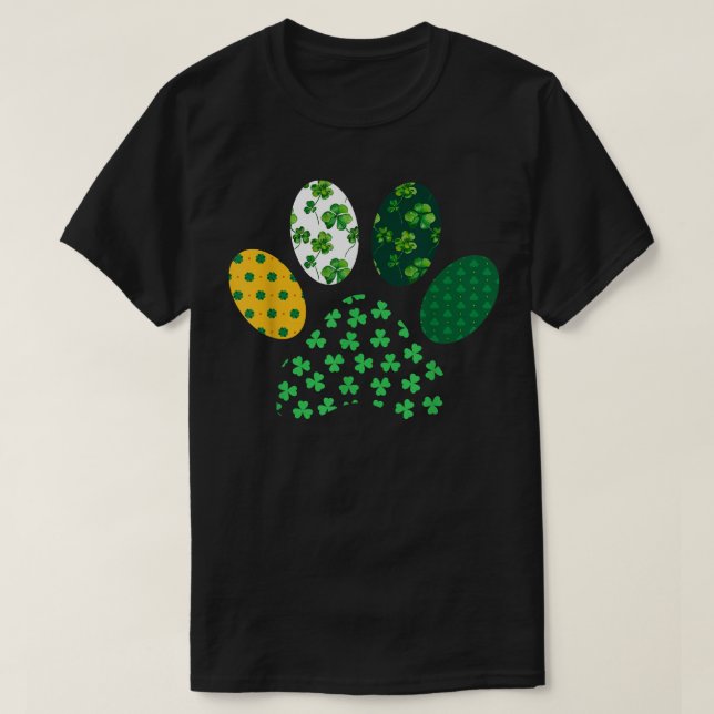 Irish Niedlich Dog Paw Clovers St Patrick's Day Lu T-Shirt (Design vorne)